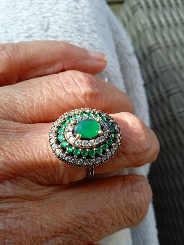 Bague Argent Sertie D'�meraudes Authentique & Zircons t 53 500 Chevigny-Saint-Sauveur (21)