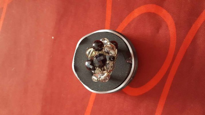 Bague artisanale pierres noires et blanches tress�e T 58-60 5 Beaune (21)