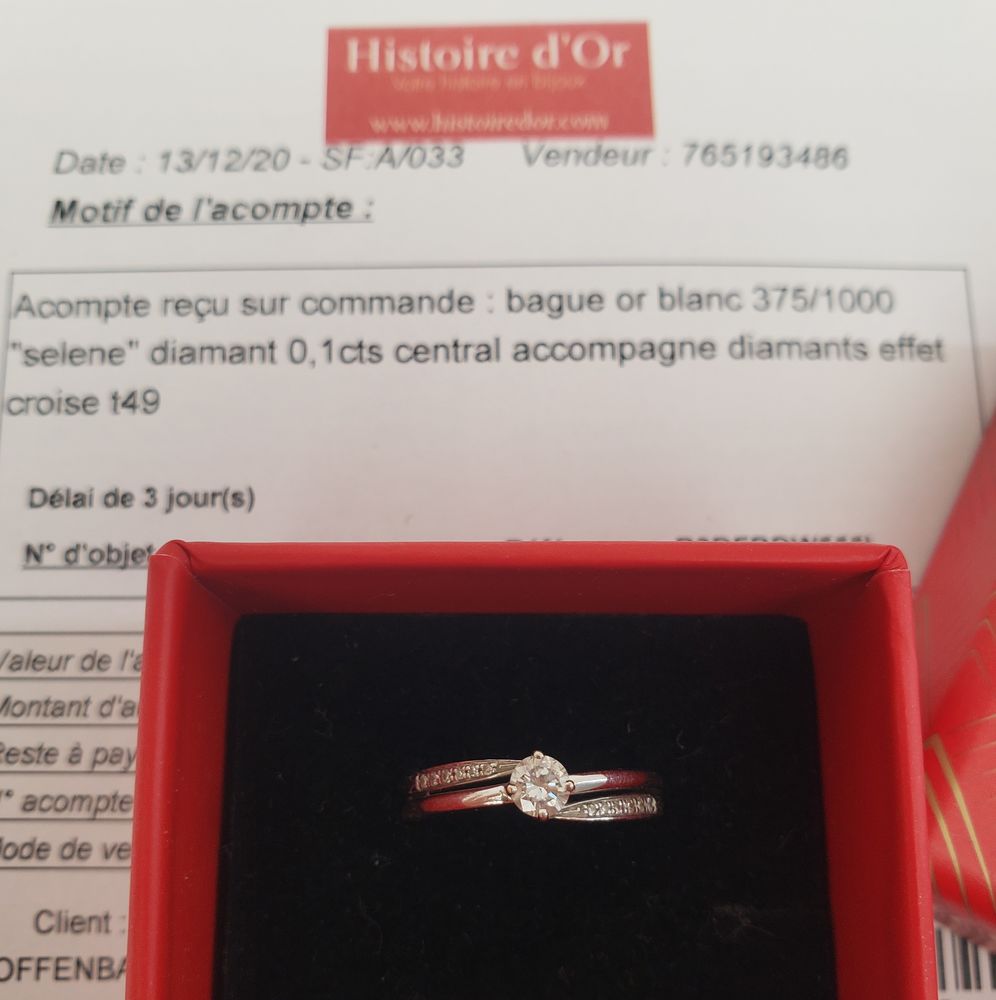 Bague Or Blanc 375/1000 Diamant 0,10 carat (T49) 400 Carri�res-sur-Seine (78)