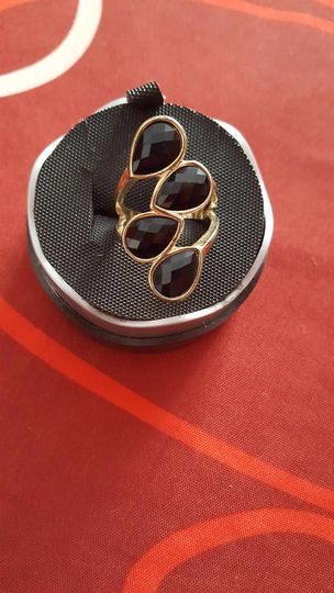  Bague dor�e or fin pierre noire vintage ovale T 47-49 N�131 5 Beaune (21)