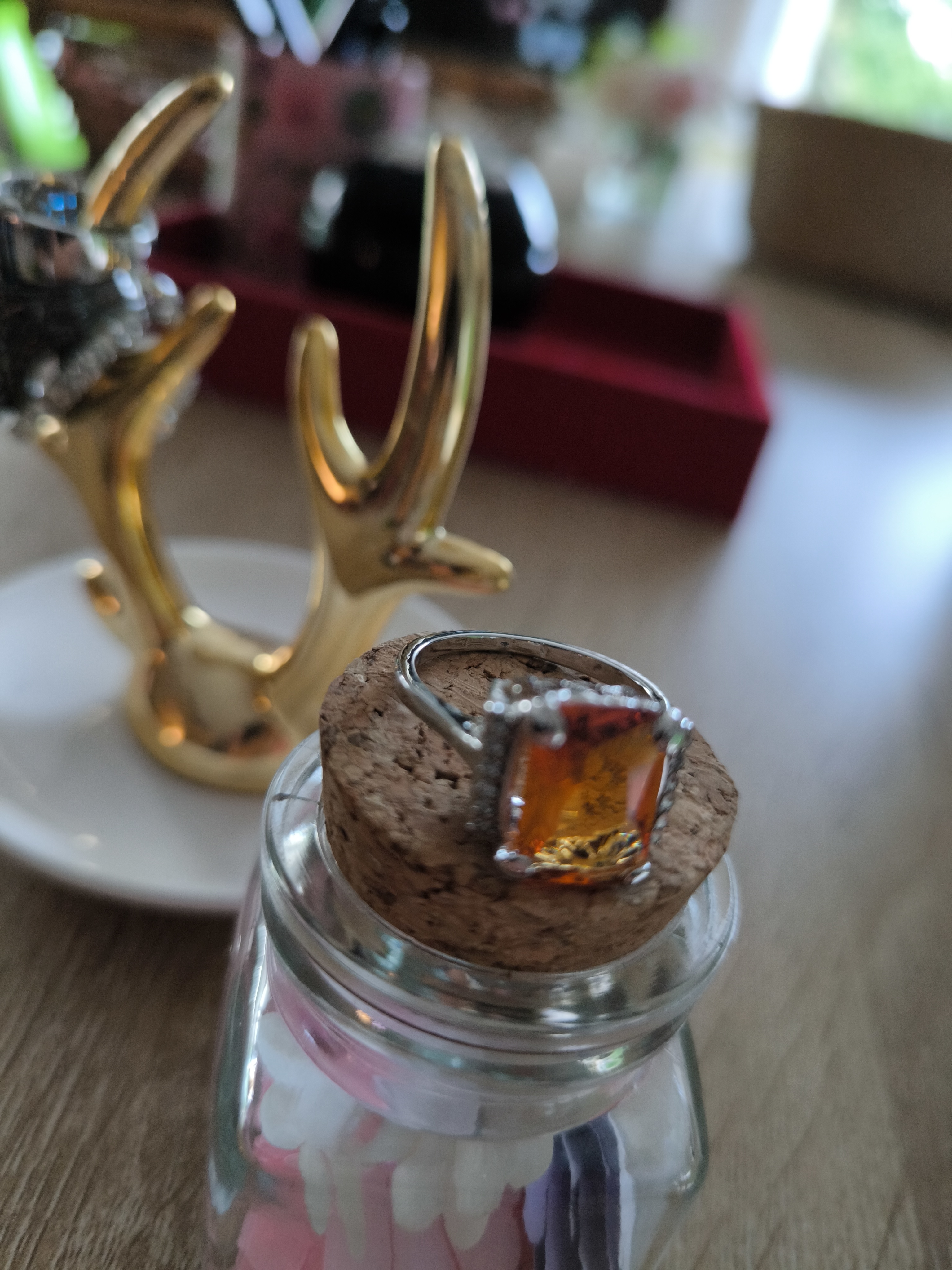 Bague femme plaqu� or blanc rhodi� et topaze jaune v�ritable 40 Sillingy (74)