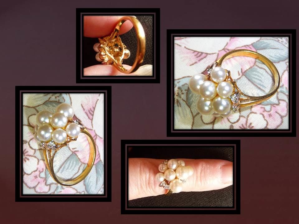 Bague  Murat  plaqu� or perles et zircon 45 Nice (06)