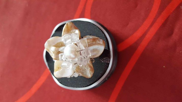 Bague neuve artisanale nacr�e, r�glable fleur perle  N� 1297 5 Beaune (21)