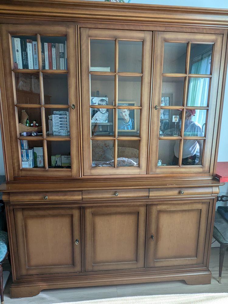 bahut  biblioth�que merisier en tres bon �tat en deux corps 545 Capdenac-Gare (12)