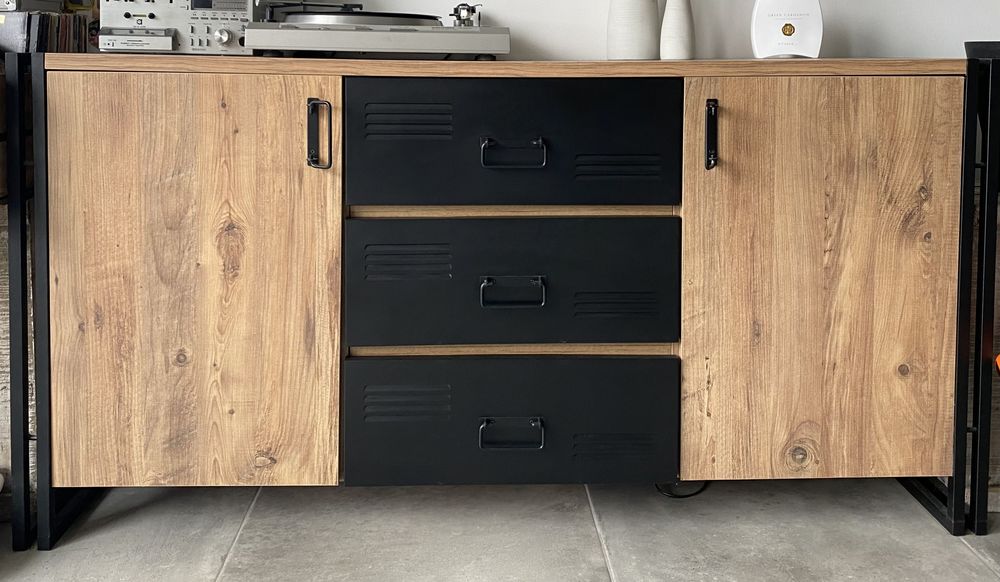 Bahut 2 portes imitation pin et noir 280 Ecquevilly (78)