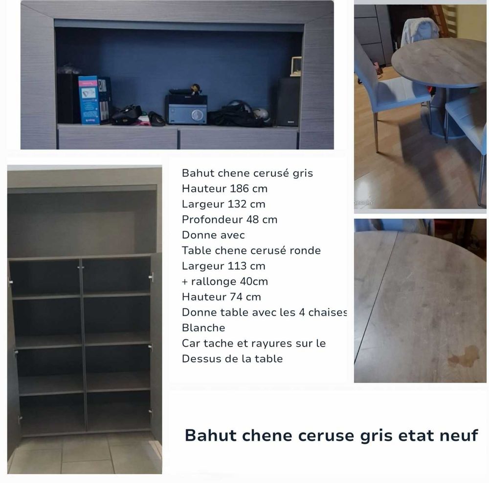 bahut salle a manger chene cerus� gris +table + 4 chaises 240 Ville-la-Grand (74)