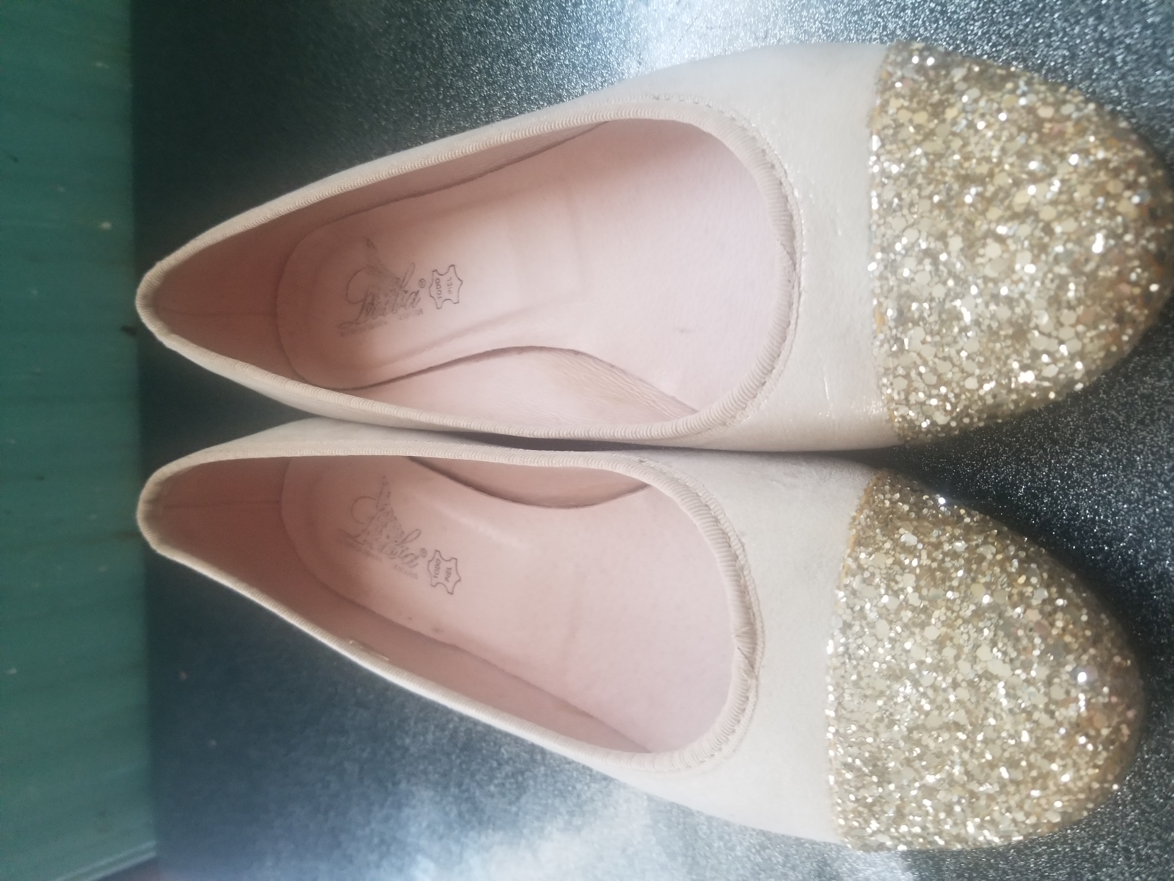 Ballerine femme beige dor�e 15 Auby (59)