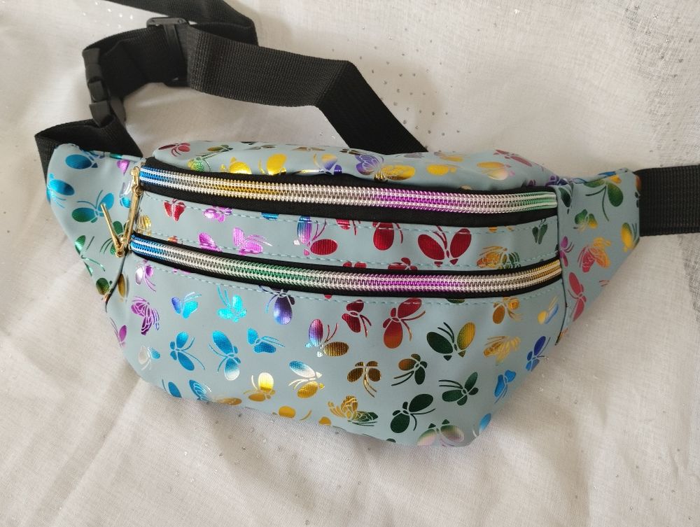 sac banane bleu papillons color�s et lumineux crossbody �paule taille 7 Cartigny (80)