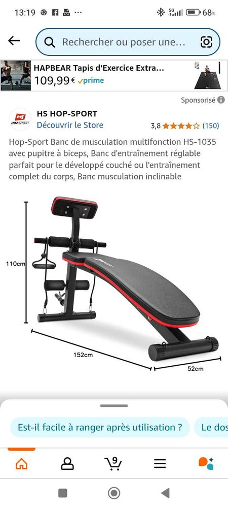 banc de musculation pliable neuf encore dans son emballage d'origine (jamais eu le temps de le monter plus raisons de sant� 70 Brive-la-Gaillarde (19)
