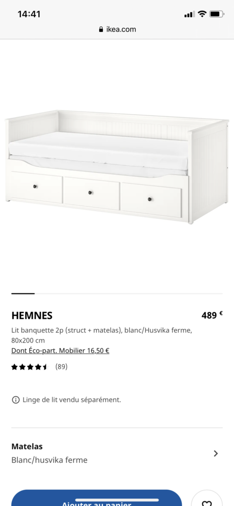 Banquette lit (matelas + structures) IKEA 290 Ferney-Voltaire (01)