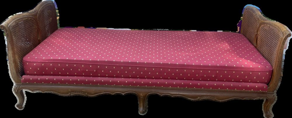 Banquette vintage bois et cannage 100 Bormes-les-Mimosas (83)