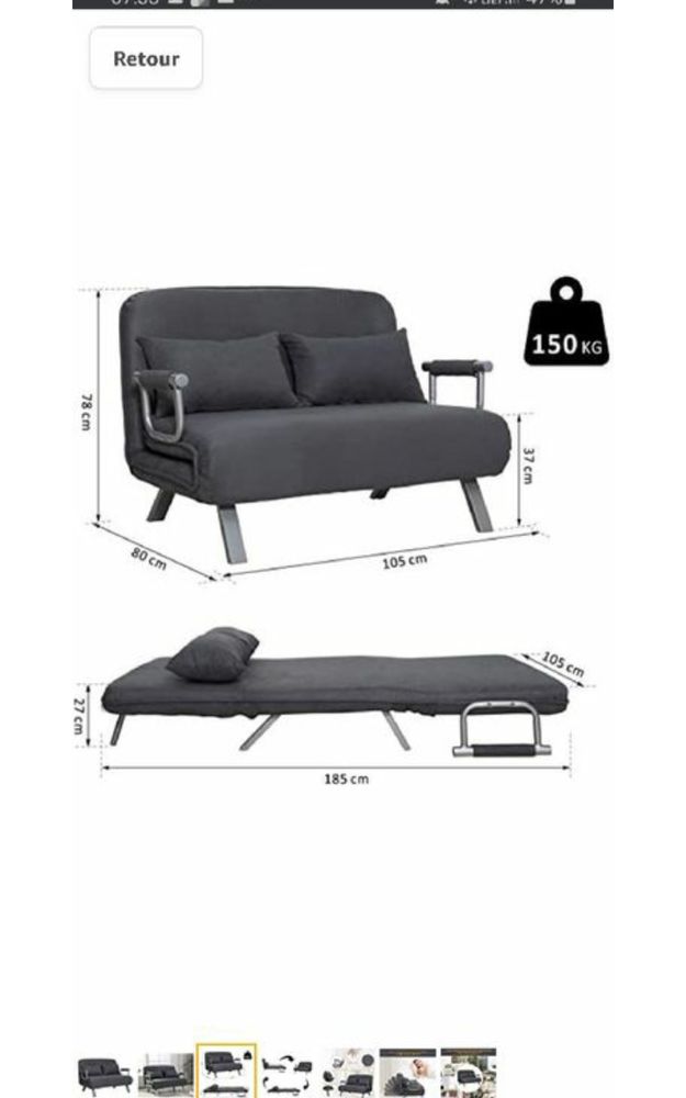 Banquette lit 150 Bennecourt (78)