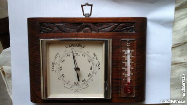 Baromètre  thermomètre ancien en chêne 30 Menton (06)