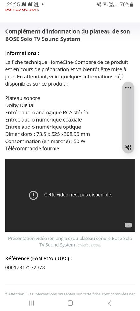 Barre de son Bose TV SOLO 105 Marseille 8 (13)