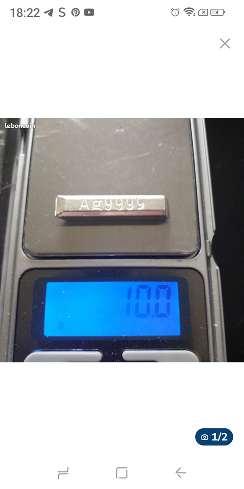 Barre lingot d'argent fin 999,9 Neuf 10 grammes 31 Metz (57)