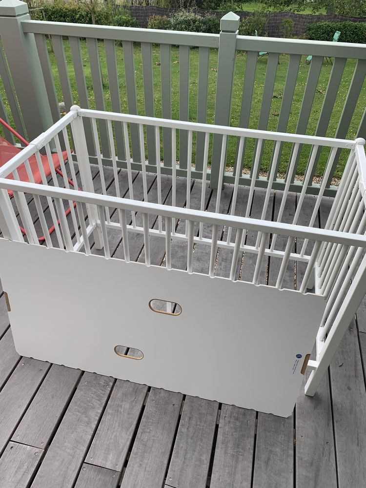 Lit � barreaux pliable bois blanc Combelle 90 Blonville-sur-Mer (14)