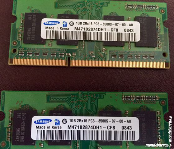Barrette mémoire RAM 1 Go PC3-8500S DDR3 MAC et PC 20 Jonquières (84)