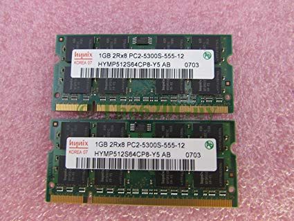 Barrettes M�moire Portable SoDimm Hynix 2x1Go DDR3 PC2-5300S 5 Villers-l�s-Nancy (54)
