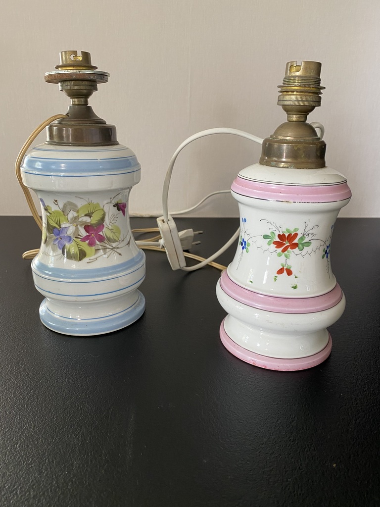 Bases de Lampes en C�ramique Florales Bleue et Rose 25 Saint-Georges-des-Coteaux (17)