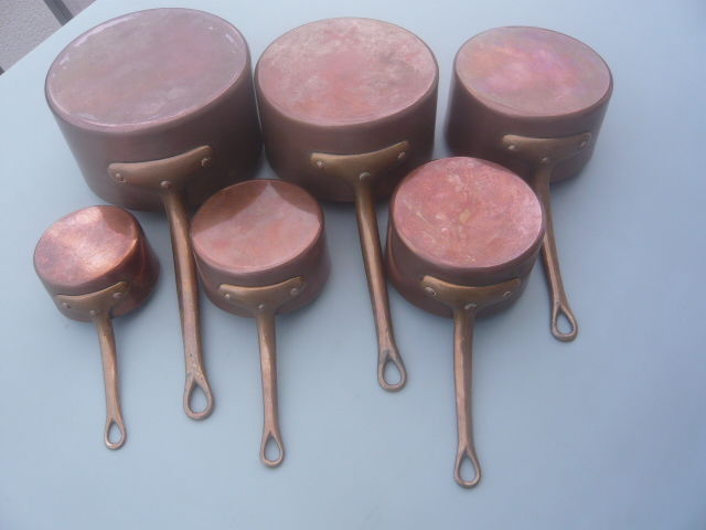 Batterie 6 Casseroles Anciennes Cuivre �tam� 120 Rodez (12)