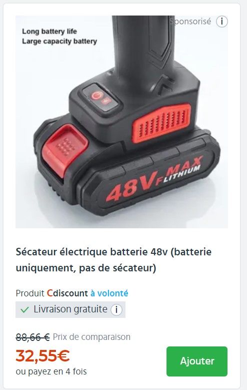 BATTERIE 48 Vf lithium   21v lg capacit� 19 La Madeleine (59)