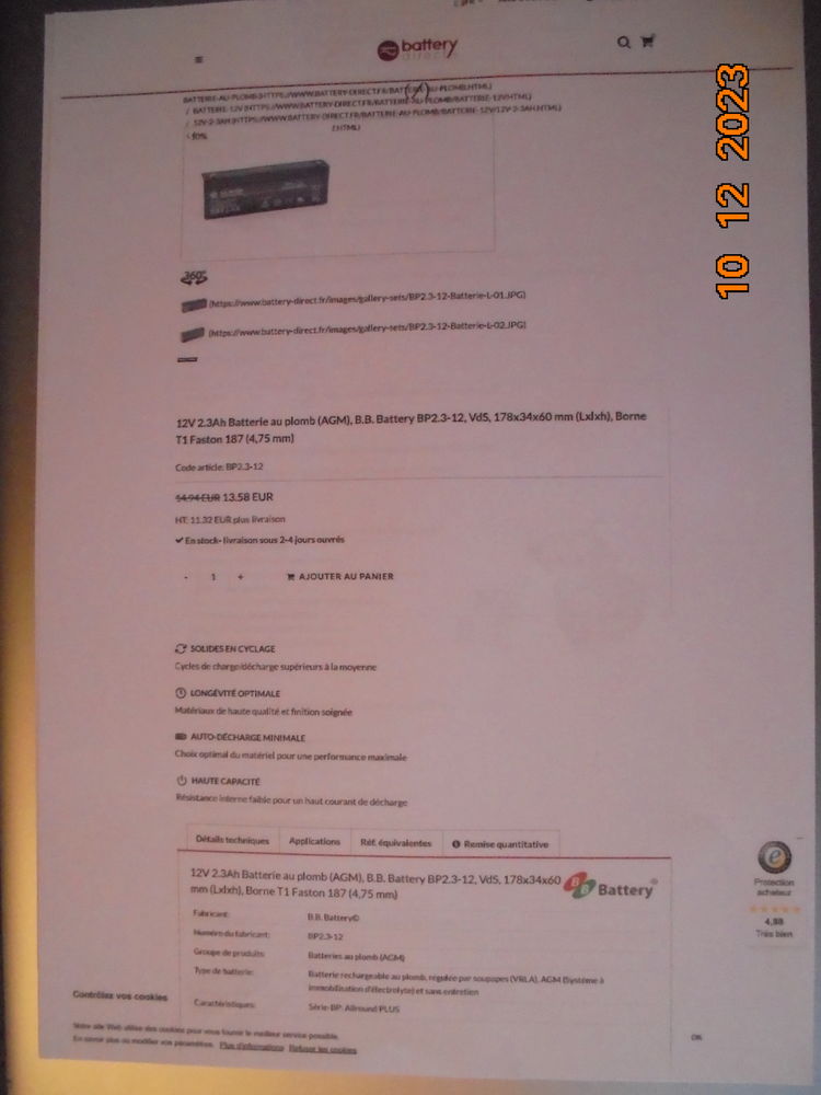 Batteries au plomb 20 Andr�sy (78)