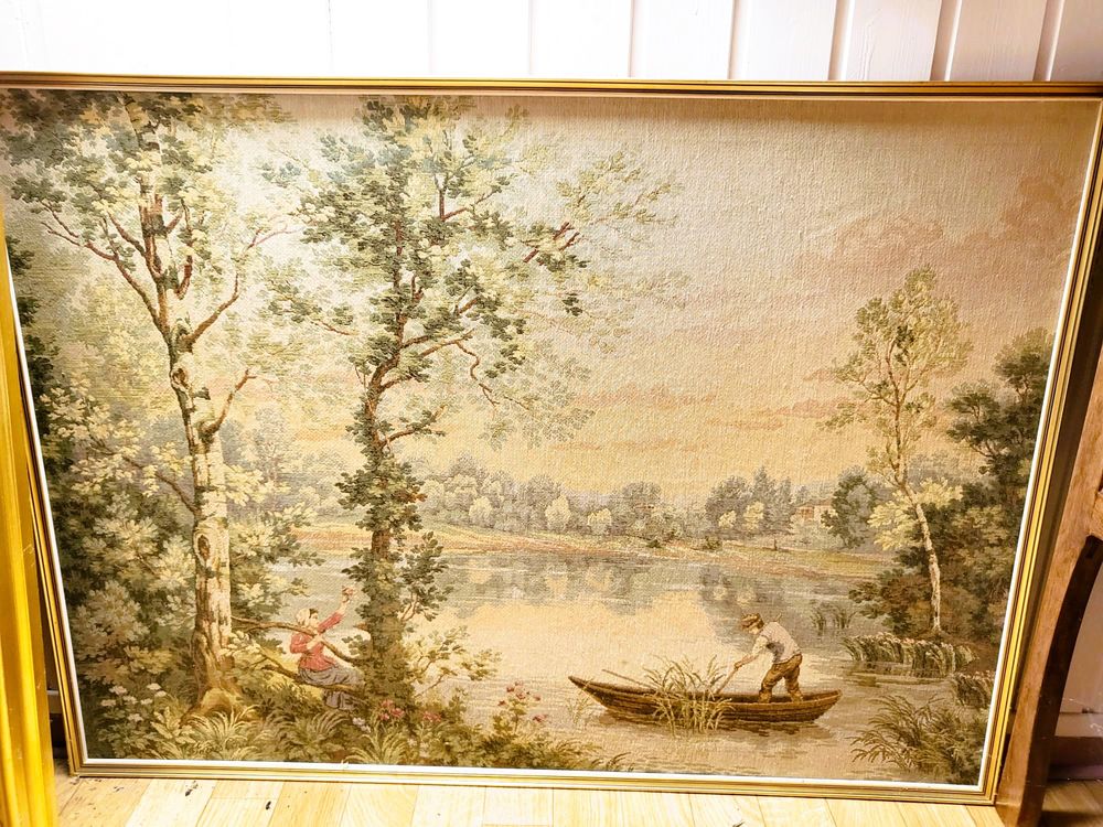 Beau Panneau Gobelin num�rot� avec cadre 150 Haegen (67)