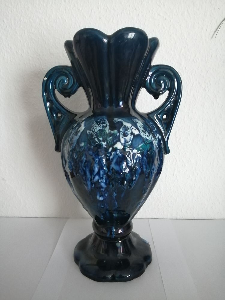 Beau vase / amphore Vallauris couleur bleu lave 34 Habsheim (68)