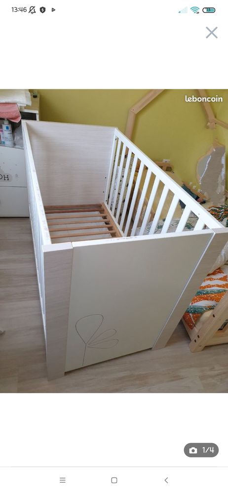 Lit b�b� � barreaux 60*120 80 Couternon (21)