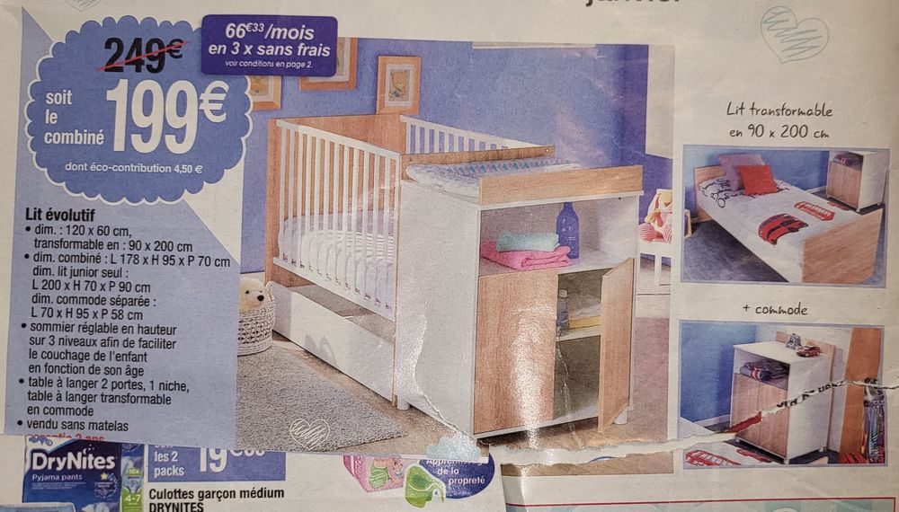 Lit b�b� �volutif combin� 80 Saint-Jean-de-Maru�jols-et-Av�jan (30)