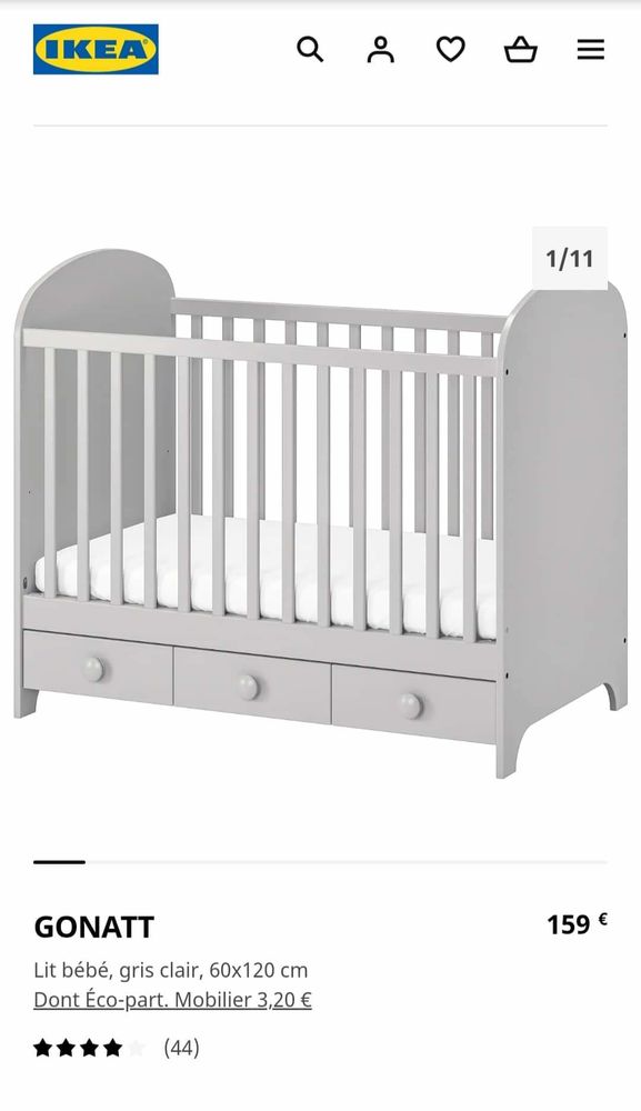 Achetez Lit Bebe Ikea Gris Quasi Neuf Annonce Vente A Villers Cotterets 02 Wb