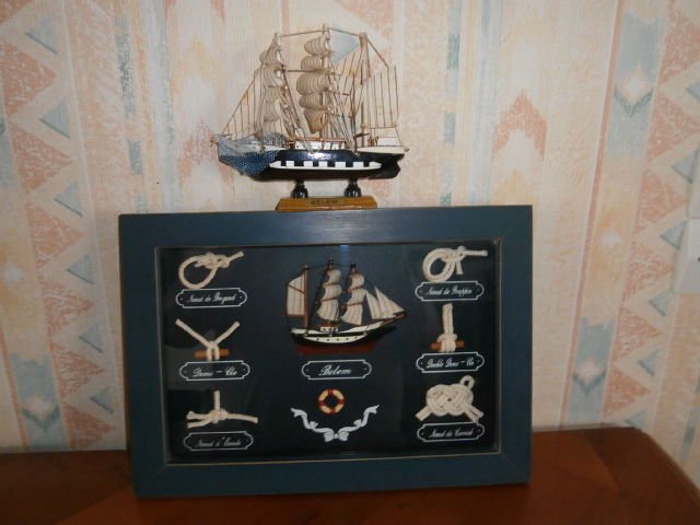  LE BELEM  Cadre noeuds marin avec maquette du bateau �cole 30 Wolxheim (67)