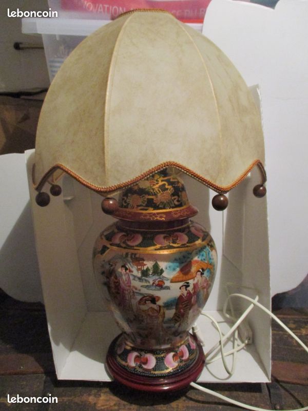 Belle Lampe chinoise,statuette japonaise & tableau asiatique 100 Marsac (23)