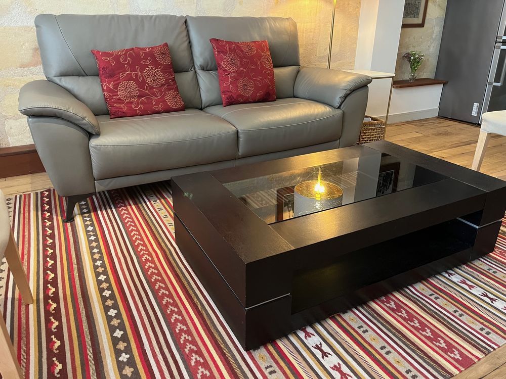 Belle table basse de salon bois noir et verre 85 Bordeaux (33)