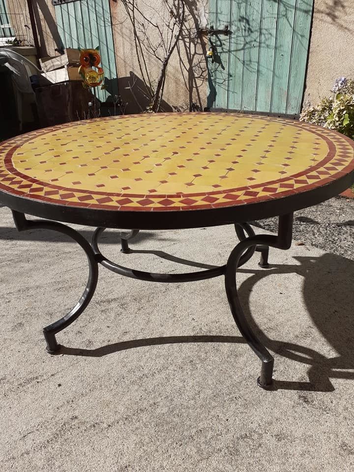 Belle table de salon en mosa�que 110 Nieul (87)