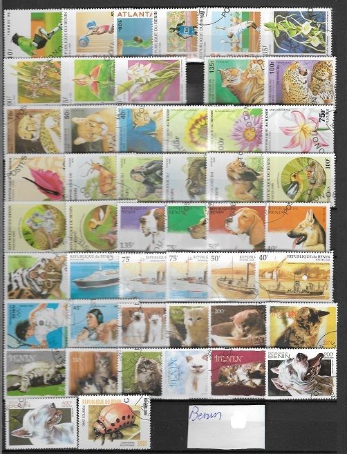 lot no  D  du BENIN 50 timbres 3 Maubeuge (59)