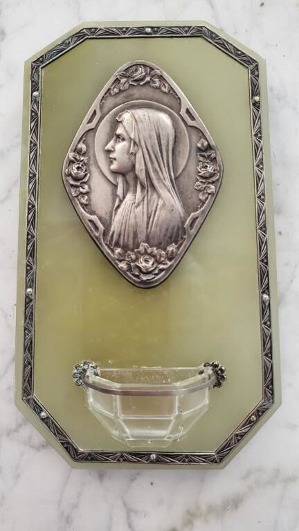 B�nitier mural onyx marbre et laiton 12 Provins (77)