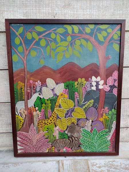 Berny Mathias Tableau Animaux Haiti Haitian Painting 1 Loches (37)