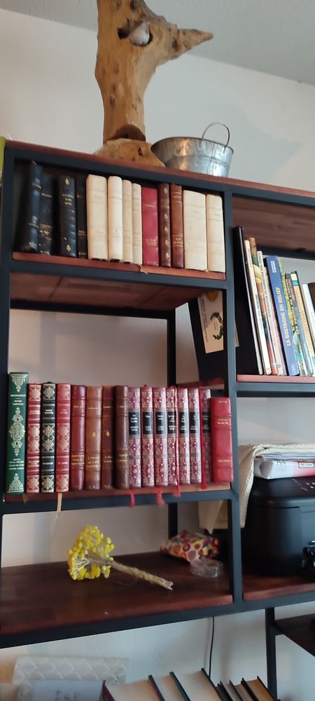 Bibliotheque bois acajou et m�tal noir 120 Pringy (74)