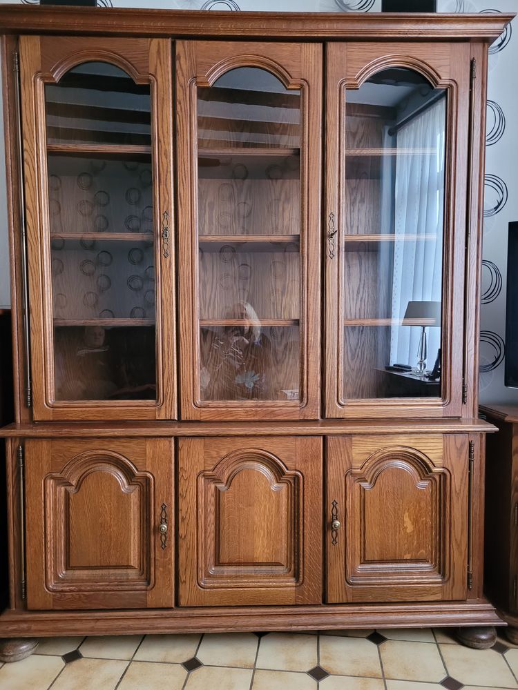 Biblioth�que en ch�ne massif 2 corps (vitrine + bas) ? Tr�s  0 Phalempin (59)