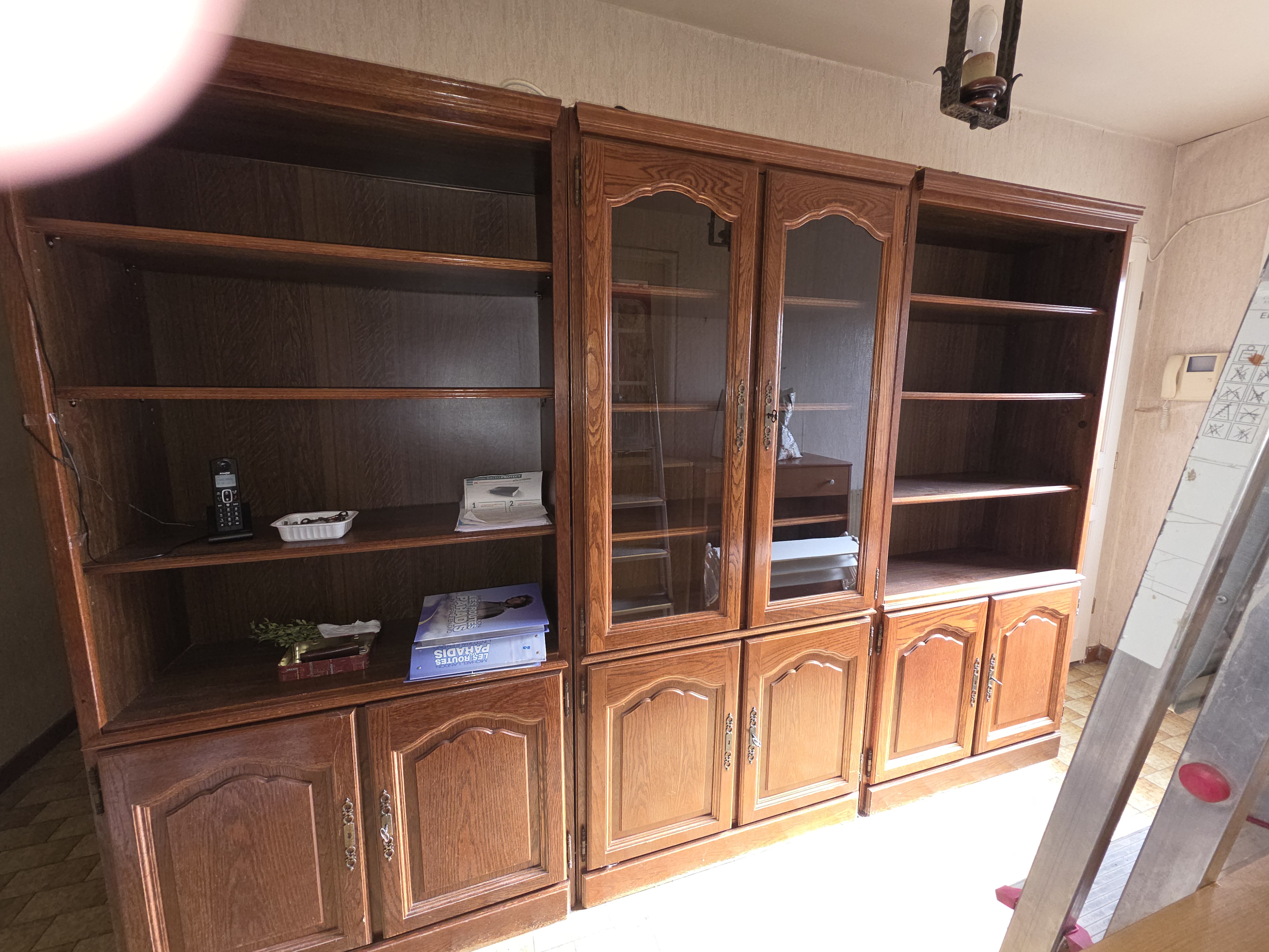 biblioth�que trois �l�ments en bois brut. ) 100 Pirey (25)