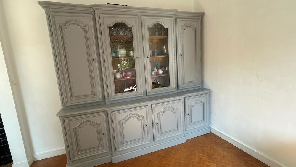 Biblioth�que vaisselier 4 p. ch�ne massif c�rus� gris clair 800 Saint-S�bastien-sur-Loire (44)