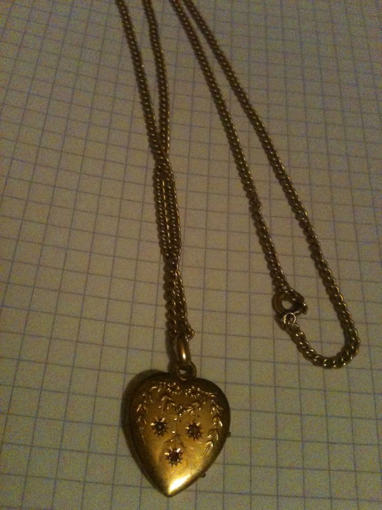 Bijou ancien coeur or cisel� porte-photo et cha�ne d'�poque 360 Bosc-le-Hard (76)