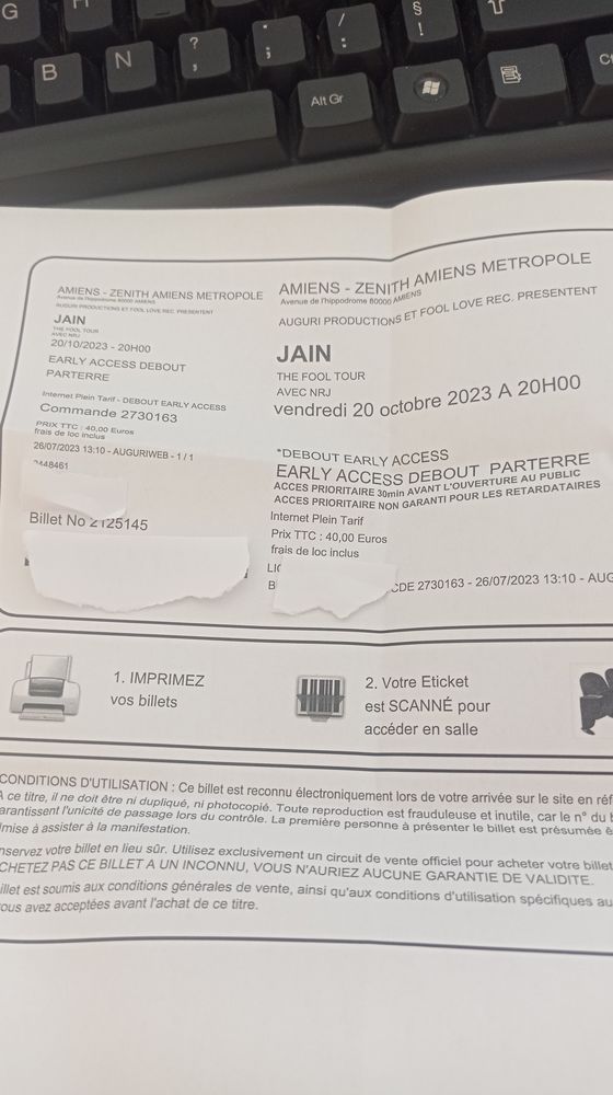 Billet concert Jain Z�nith Amiens 35 Avignon (84)