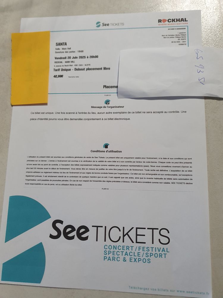 Billet concert Santa la Rockhal 42 Thionville (57)