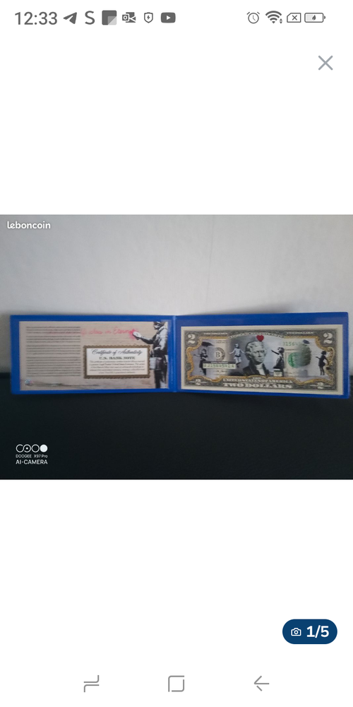 Billet 2 dollars Banksy petite fille au ballon rouge neuf 40 Metz (57)