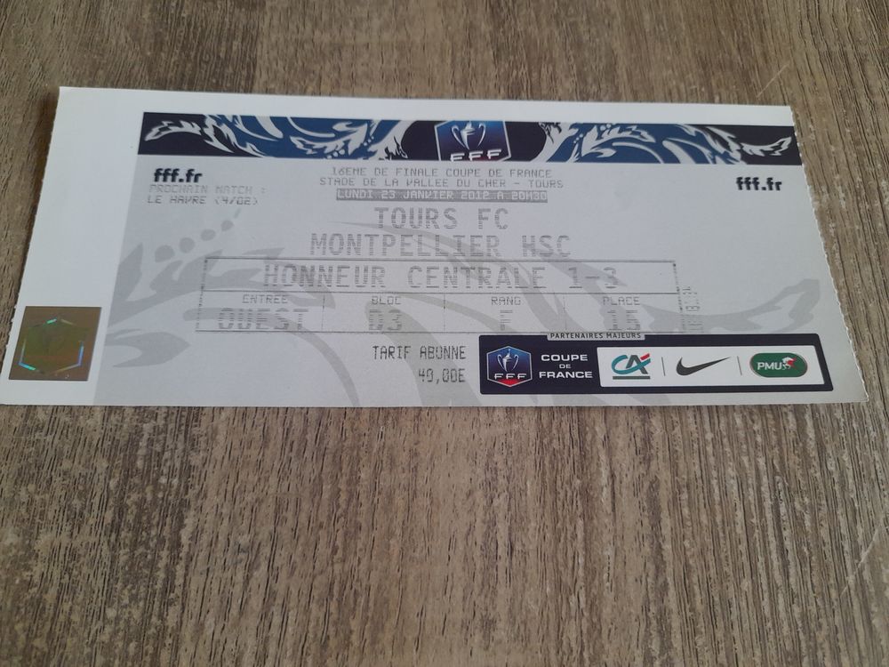 Billet de foot TOURS FC/MONTPELLIER (45) 5 Tours (37)