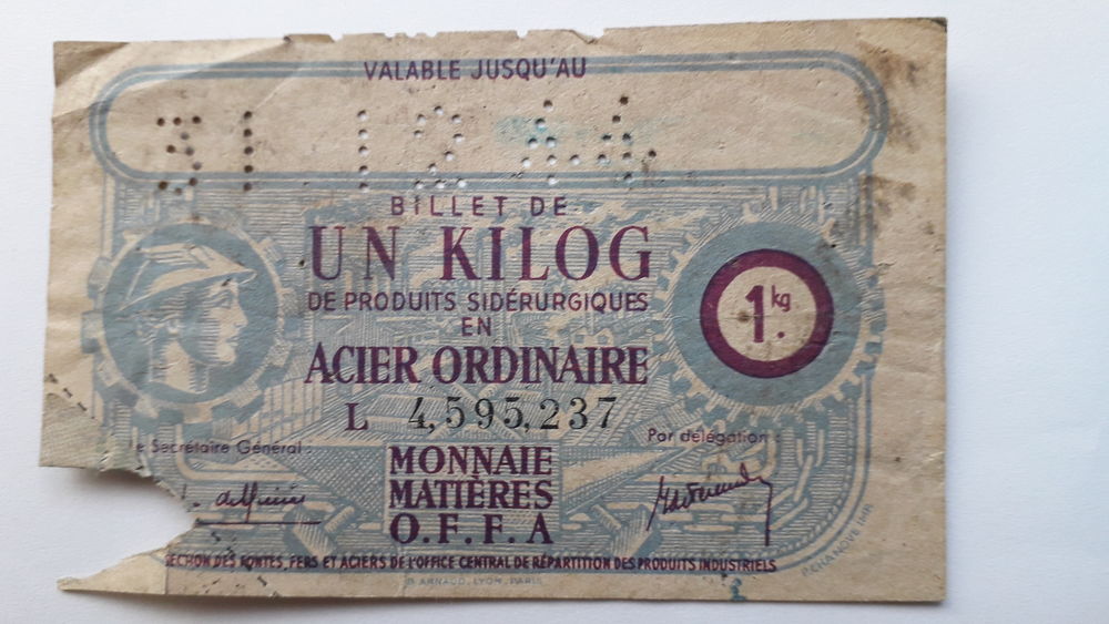 Billet monnaie mati�res O.F.F.A 1944
7 Salon-de-Provence (13)