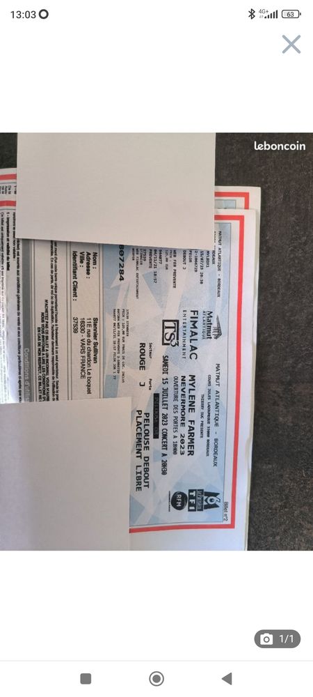 Billet Myl�ne farmer 140 S�zanne (51)