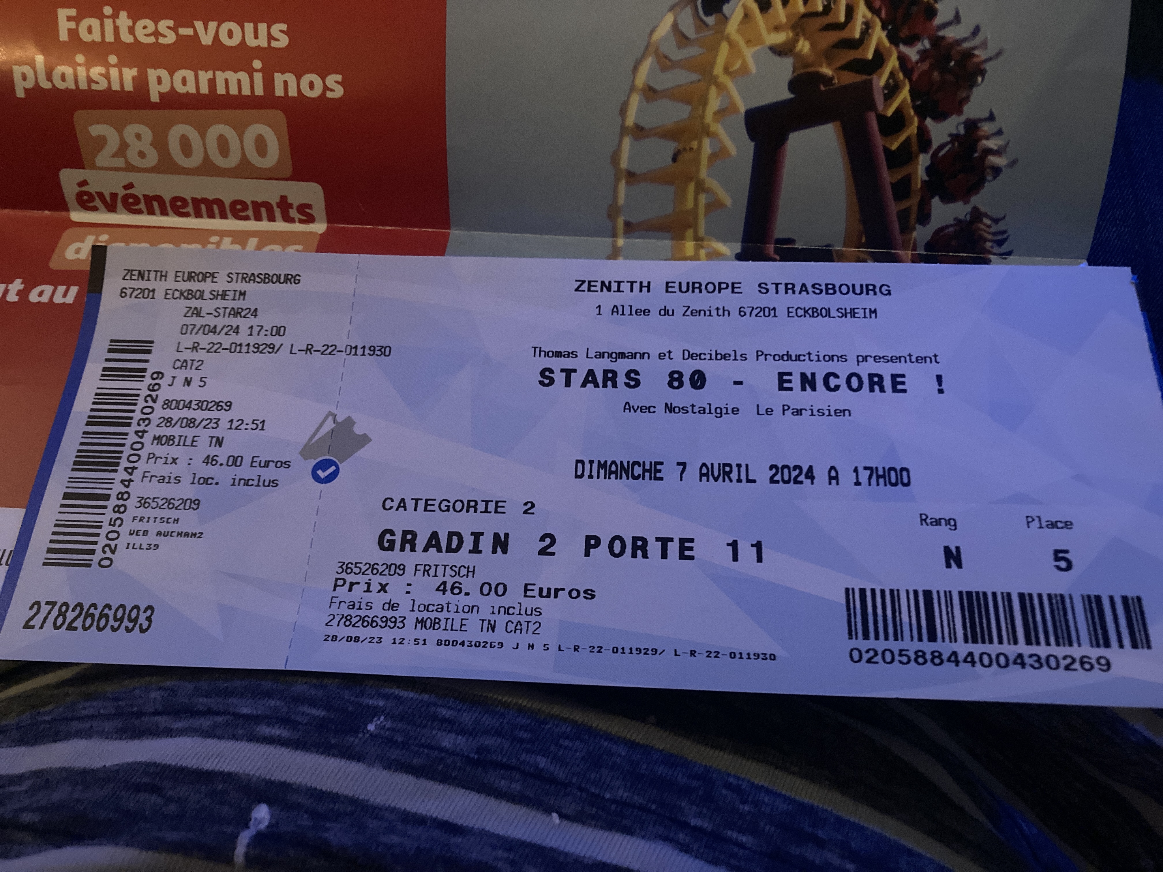 Billet STARS 80 encore 39 Eckbolsheim (67)